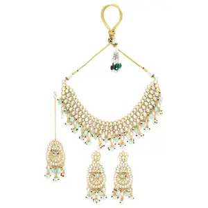 M.D KARAT ART Traditional 22K GoldPlated Kundan Necklace for Women(SET 0118N)