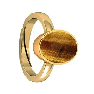DAURAYA GEMS 8.41 Carat Deluxe Quality Natural Tiger's Eye Stone Panchdhatu (Adjustable Ring Free Size Anguthi) Gemstone By Lab Certified(Top AAA+) Quality For Men and Women,s (NOP0229)