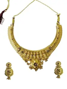 Beautiful Gold Plated Gold Kundan jewellery set for women latest desing fancy necklace for girls