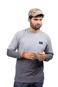 Renovator || Men's Slim Fit Polyester Full Sleeve T Shirt | Men Polo Neck Full Sleeve Sports Gym Jersey T-Shirt (M, ASH Grey_Dark Grey)