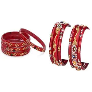 Somil Handmade Glass Bangles Combo | Simple Bangles For Women | Perfect For Daily, Puja & Celebrations, Pack Of 10, Red -O70