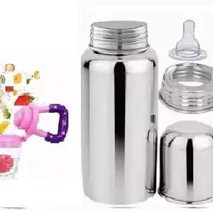 KINDAR CARE Baby's Plastic Steel Feeding Bottle | Multi 3 | Pack of 1 | 250 Ml