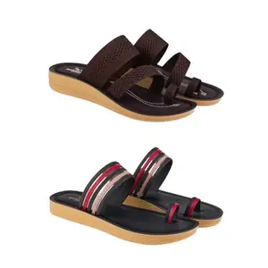ZENWEAR Extra Soft Classic Casual wear with Flexibility Technology Sandal Combo for Women's/Girl's(6141+6144)(4) Multicolor