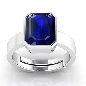 Kirti Sales 10.25 Ratti Certified Blue Sapphire (Neelam) Silver+White Metal Ring for Men and Women