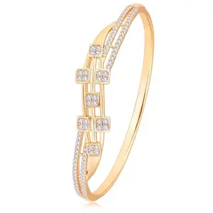 Peora Gold Plated Cubic Zirconia Studded Fancy Kada Openable Bracelet Contemporary Stylish Fashion Jewellery for Girls & Women