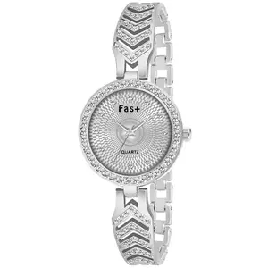 Fas + Diamond Dial with Diamond Case and Belt Wrist Watches for Women and Girls Watch 9-409 (Chrome Plated)