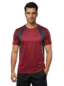 CHKOKKO Gym Tshirt for Men Workout Regular Fit Sports Activewear Man Tshirts with Round Crew Neck and Half Sleeves for Yoga Running&Outdoor Activities