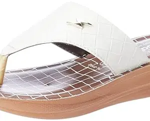 Aqualite Women PL-5102 Slipper, Beige/White, 7 UK/India
