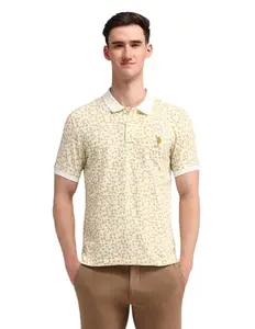 U.S. POLO ASSN. Men's Leaves Slim Fit Polo Shirt (USTSH2130_Yellow