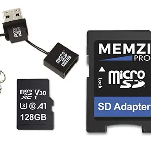 MEMZI PRO 128GB Micro SDXC Memory Card for Huawei Honor Note 10, View 10, 9 Lite, 7S Mobile Phones - High Speed Class 10 100MB/s Read 90MB/s Write V30 A1 UHS-I U3 4K Full HD Recording with USB Reader