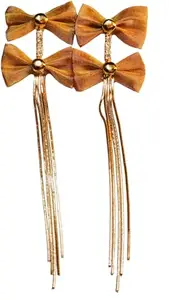 Bow Earrings, Crystal Studded Chain Drop, Fashion Statement Jewellery,bow shaped long earrings anti turnish, DEMI FYING JEWELLERY COLLECTION