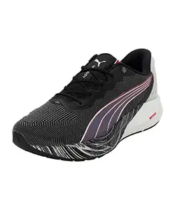 Puma Mens Magnify Nitro KSO Black-High Risk Red-Platinum Gray-Purple Charcoal Running Shoe - 7UK (37747201)