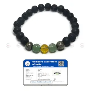 dhaarmik Natural Healing Crystal Bracelets - Triple Protection, Black Obsidian & Pyrite, Universe, Evil Eye, Money Magnet, Crystal Trio Energy, Super 9 Chakra Energized and Certified (Money Magnet)