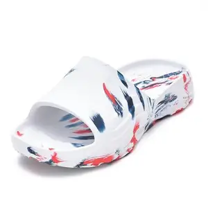 doubleu W8 Men Marble Comfortable Recovery Footwear (Do not Shrink) (White + RED Blue,43)