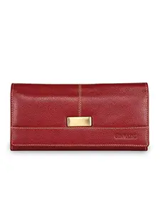 GENWAYNE Bi-fold Leather Wallet for Women, Cherry