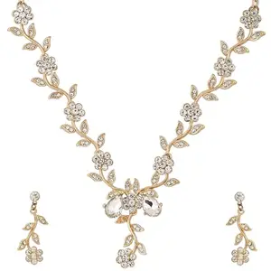 Shining Diva Fashion Latest Stylish Design Fancy 18k Traditional Necklace Jewellery Set for Women (12054s) (Gold)