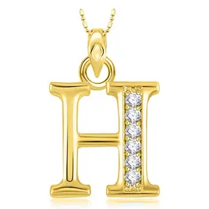 VSHINE FASHION JEWELLERY Alphabet H Pendant Initial Letter American Diamond studded Pendant Locket Gold Chain Gold Plated Collection Fashion Jewellery for Women, Girls, Boys and men -VSP1335G