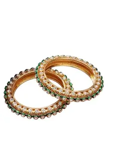 NVR Women's Set of 2 Kundan Studded Bangles