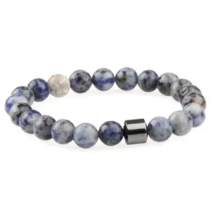 THE MEN THING AZURITE BLUE LAGOON - Beads Bracelet with Natural Stone - 7 inch Stretch Bracelet