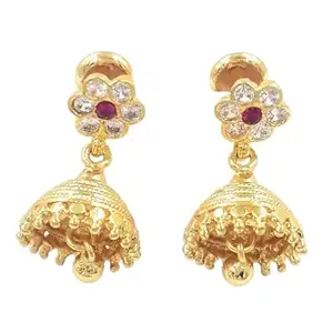 Anujeet Fashion Hub Anujeet Fashion 2236 Latest Stylish Gold Plated Fashion Jewellery Traditional Covering 5 metal Impon AD Stone Jhumka Earrings for Women & Girls