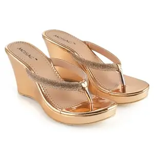 MOSAC Heel Wedding Party Fashion Sandals for womens and girls (Gold, 8)
