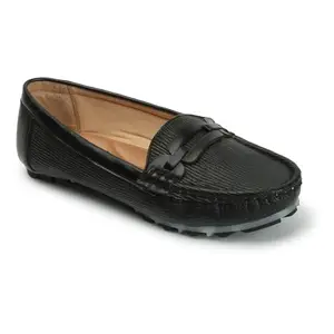 FASHIMO Women Stylish Slip On Loafers L-01-Black-37