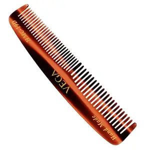 Vega Handcrafted Pocket Hair Combfor Men & Women, Detangling, Daily Grooming | Made from Cellulose Acetate Non-petroleum Based Material from Plant, Set of 2, (India's No.1* Hair Comb Brand, VC2HMC-19D)
