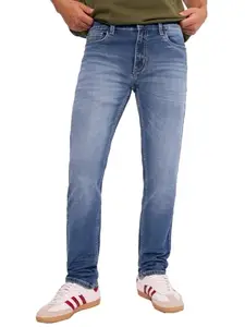 The Souled Store Denim: Ink Blue Men and Boys Buttoned Cotton Blend Slim Fit Jeans