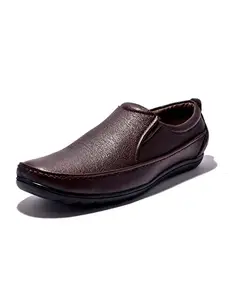 SIR CORBETT Men's Brown Synthetic Leather Formal Slip On Shoes - 6 UK