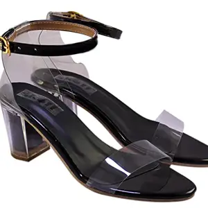 SKOLL Women Transparent Block Heel Sandals (numeric_7)