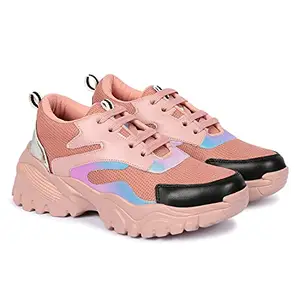 Longwalk Girl's Sports Shoes, Women Running Shoes Gym, Walking, Casual Shoes (Pink, Numeric_7)
