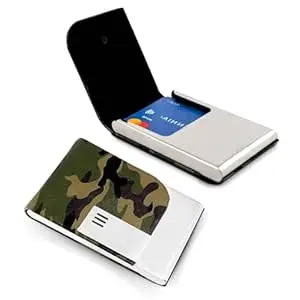 MARETTO Metal Card Holder for Men & Women | Leather Top RFID Blocking Card Case | Slim Business Card Holder | Credit/Debit/ATM Card Wallet | 9.5 x 6.5 cm Compact ID Card Holder (Black)