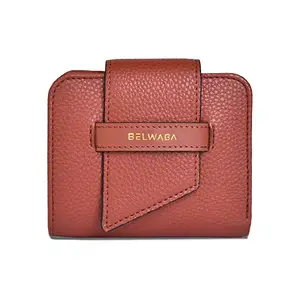 Belwaba Brick Red Faux Leather Small Women's Wallet with Detachable Coin Purse Zipper