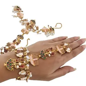 Gold-Plated Bridal Doli Baraat Payal/Pajeb/Anklets with hanging pearls for Women and Girls