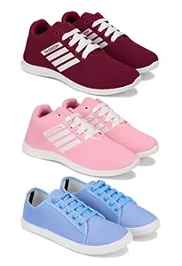 Bersache Sports (Walking & Gym Shoes) Running, Loafers, Sneakers Shoes for Women Combo(MR)-1703-1704-1252 Multicolor (Pack of 3)