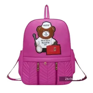 ZA Fashion Laptop Backpack,Office Bag for Men & Women, Rain Cover & Lunch Bag,2 Main Compartments, Bottle Front Pocket, Shoulder Strap Pockets Men Women Boys Shoulder Bag For Womens (Bear Pink)