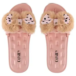 CASSIEY Slippers Flip Flops Sandal | Flat Printed Slipper Open Flats For Women's and Girl's Pink- 5 UK