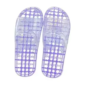 KRIVIDH Unisex Acupressure Shower Slippers with Massage Pebble Footbed, Non-Slip Quick Dry Hollow Grid Bathroom Slipper, Lightweight PVC Anti-Skid Bath Spa Slides for Men Women Indoor Outdoor Pool House Slippers