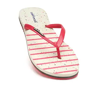 SOLETHREADS ACE | Comfortable | Digital Print | Fun | Bright | Colourful | Beach | Sketch | Flip Flops for Women | 6UK | WHITE