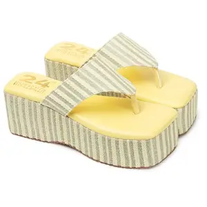 24 Wholesaler Casual Wedges Heels For Women & Girls 3 Inch Slip Registant Sandals For Party Office |Yellow 04|