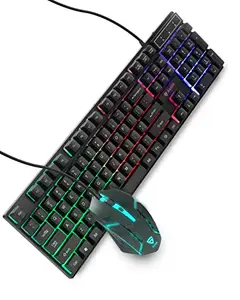 RAEGR RapidGear X30 Wired Rainbow Backlight Keyboard and 1200 DPI Mouse Set, LED Backlit, Floating Keycaps with Breathing Lights Effect, Plug and Play | Compatible with PC/Laptop/Mac - Black RG10471