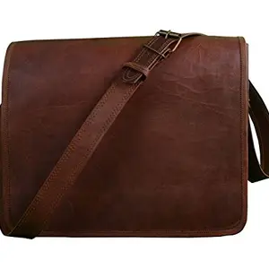 Znt Bags Unisex Dark Brown Messenger Shoulder Side Leather Laptop Bag (Cocoa Brown, 10 x 13 Inches)