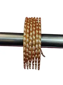 Madhav Enterprises Golden Glass Bangles Set for women And Girls Pack of 12(Size 2.10 and 2.12 avaiable) (star, 2.10)