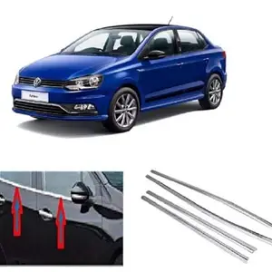 ROSHNEER Car Window Lower Garnish Stainless Steel Chrome Finish Exterior Compatible for Volkswagon AMEO Set of 4 PCS