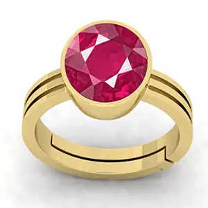 RRVGEM RRVGEM Ruby RING 11.50 Ratti Certified A+ Quality Natural manik Adjustable GOLD Ring Loose Gemstone for Women's and Men's By LAB -CERTIFIED