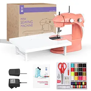 KPCB Tech Sewing Machine with Extension Table and Free Sewing KIT Worth RS 1000 Exclusively for Sewing Machine,Double Thread Mode with Speed Control Beginner Friendly(Orange)