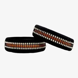 pratthipati's Silk Thread Bangles Stones Chuda Bangle Set (Black-1) (Size-2/12)