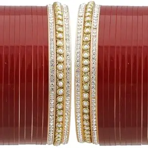 T4 Jewels Punjabi Collection Red Bridal Chuda Fabulous Design Beautiful Wedding Chura Bangle Set for Women & Girls