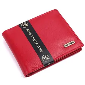 GOHIDE Red Genuine Leather Wallet | Ultra Strong Stitching | Handcrafted | Zip Wallet with 4 Card Slots | 1 Coin Pocket