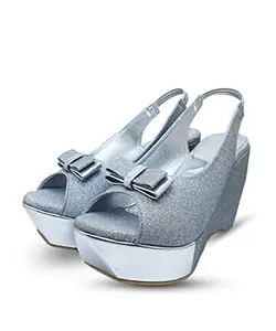 MONAQI Women's Silver Wedges Fashion Sandal